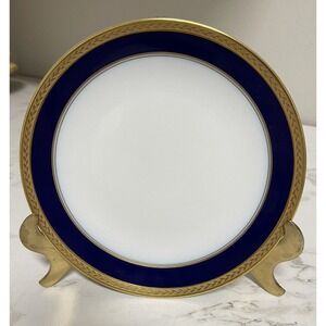 Vtg‎  Hutschenreuther  Noblesse Gold Rim Cobalt Blue Appetizer Bread Plate 6.75"